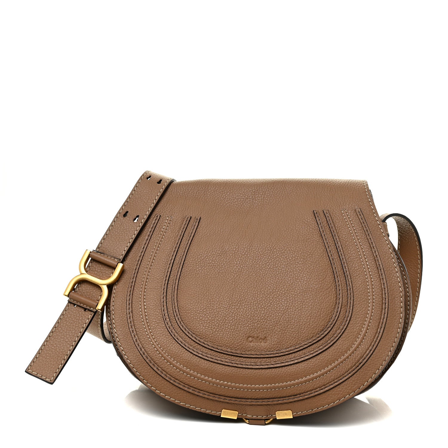 Chloe Calfskin Medium Marcie Round Crossbody Bag Nut 1 of 15