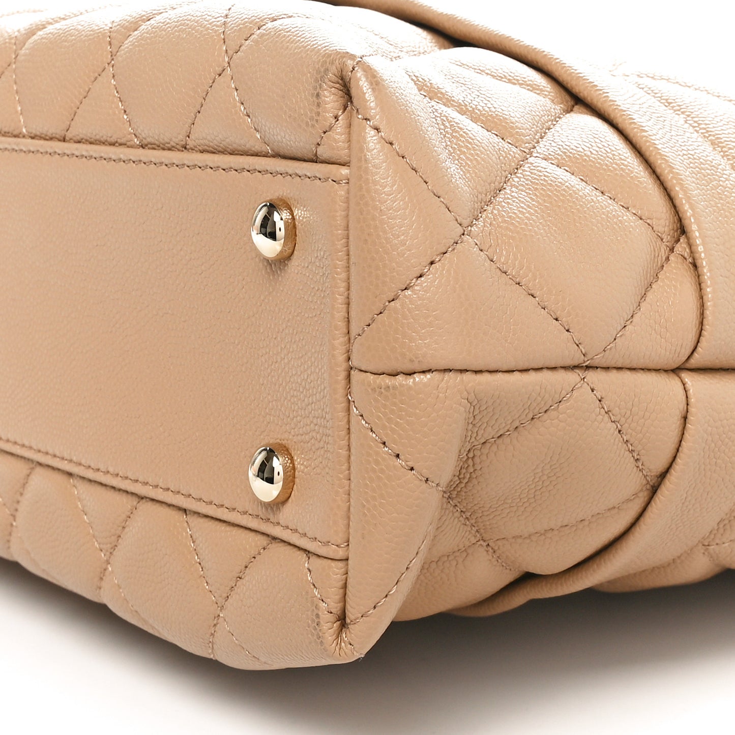 Caviar Quilted Rolled Up Tote Beige