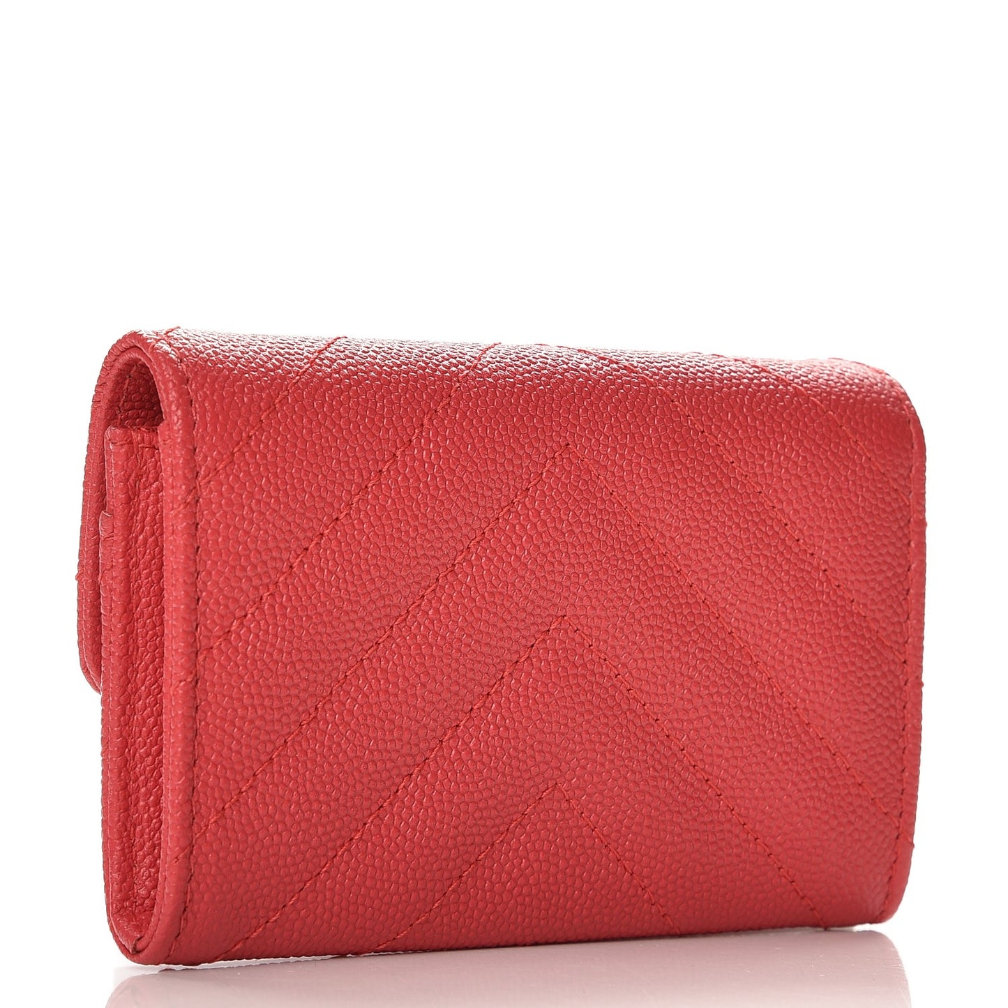 Caviar Chevron Quilted Card Holder Light Red