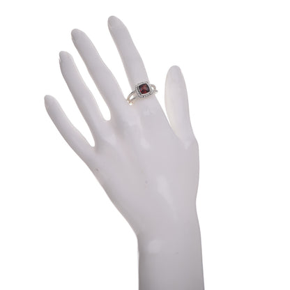 David Yurman Sterling Silver Diamond Garnet 7mm Petite Albion Ring 54 7 2 of 5