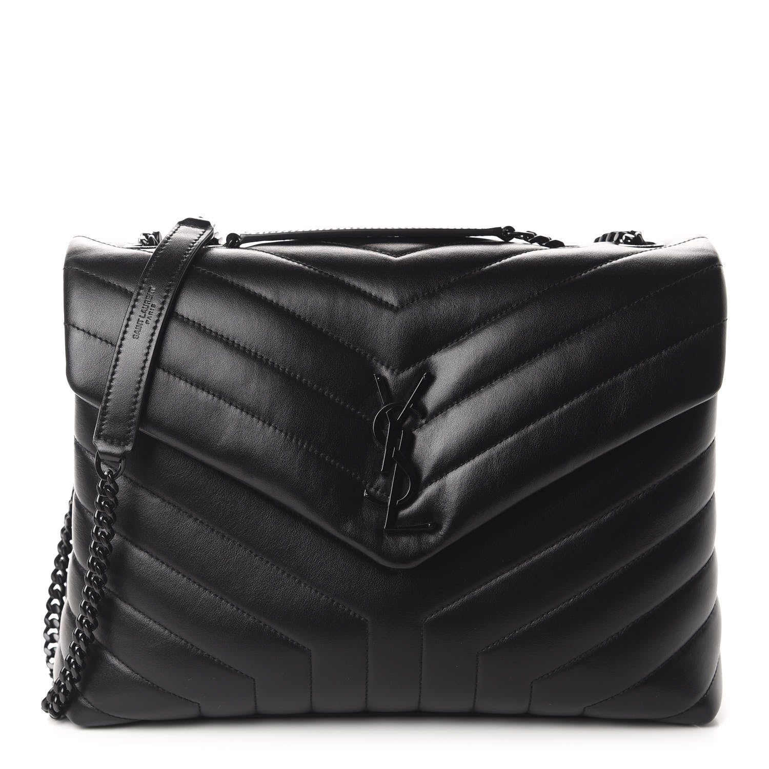 Saint Laurent Calfskin Y Quilted Monogram Medium Loulou Chain Satchel Black 1 of 11