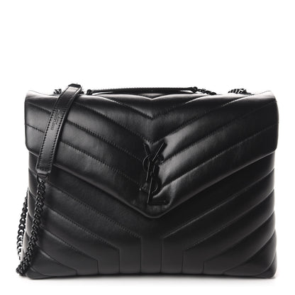 Saint Laurent Calfskin Y Quilted Monogram Medium Loulou Chain Satchel Black 1 of 11