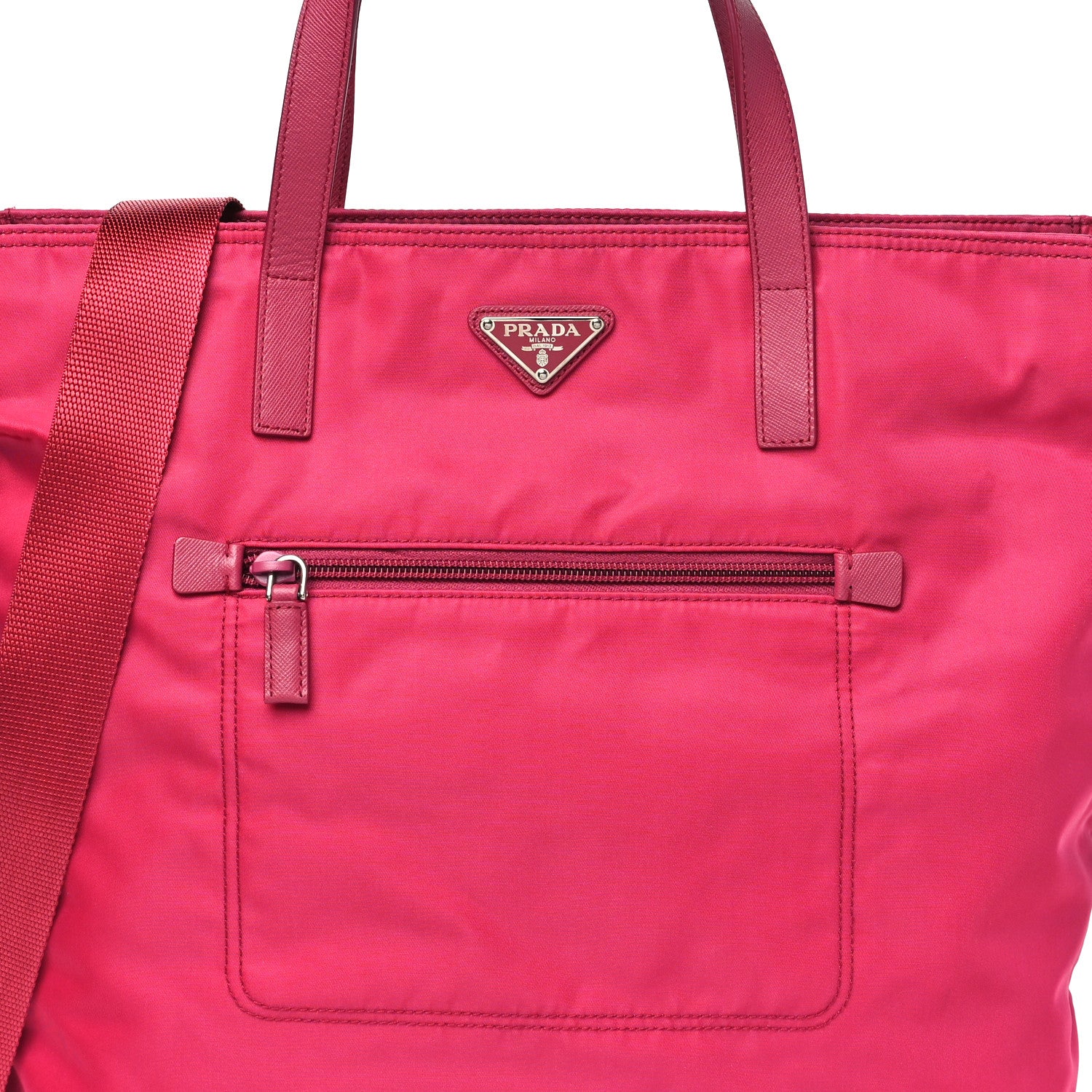 Prada Tessuto Nylon Saffiano Pocket Tote Ibisco 8 of 10