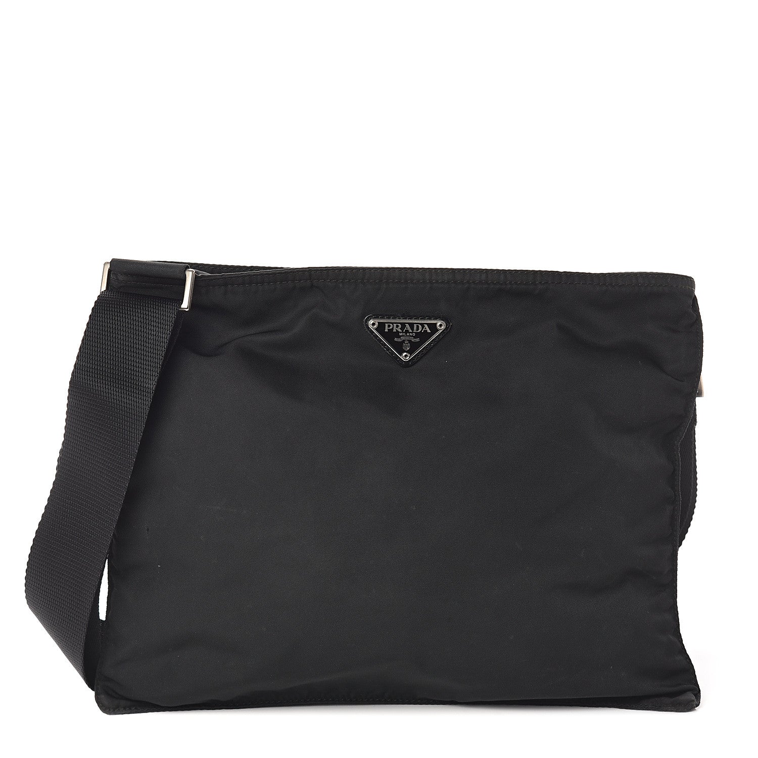 Prada Nylon Flat Messenger Bag Black 1 of 8