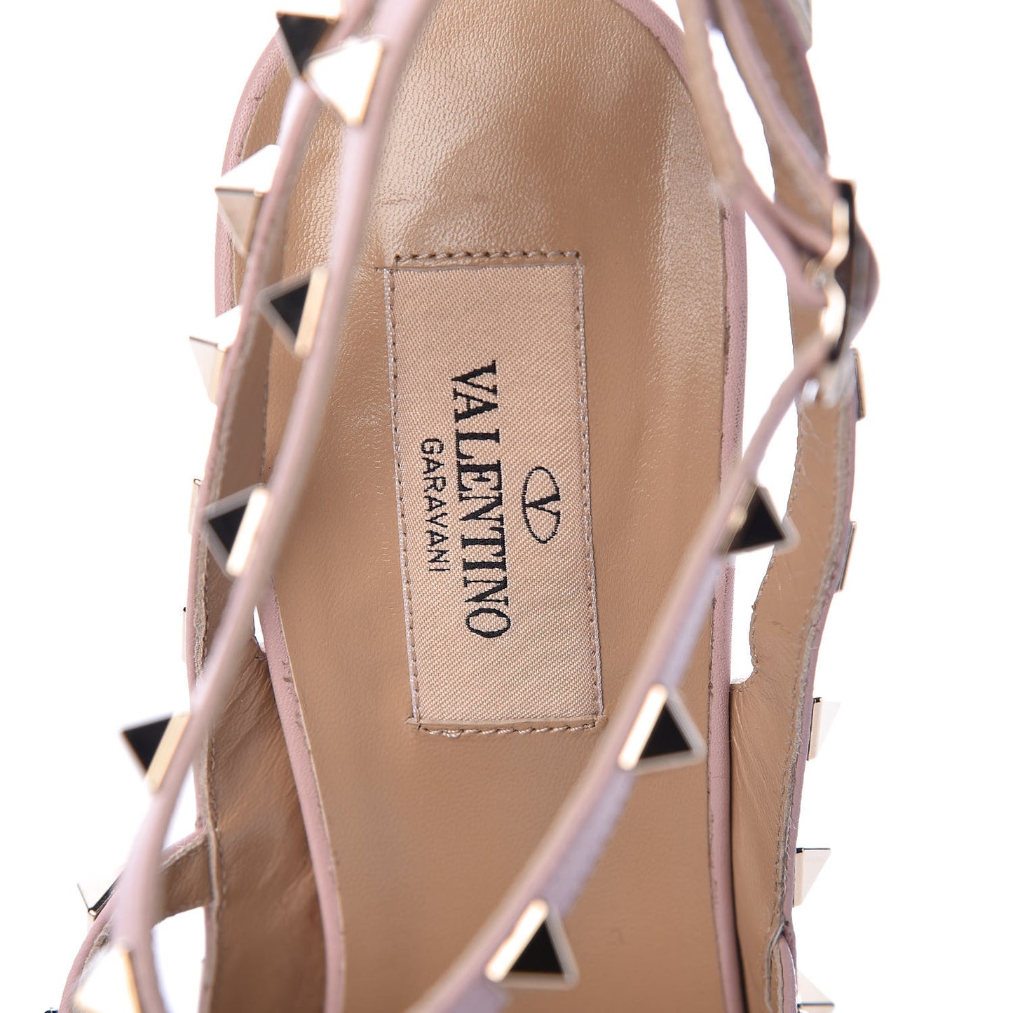 Calfskin Rockstud Ankle Strap 100mm Pumps 40 Water Rose
