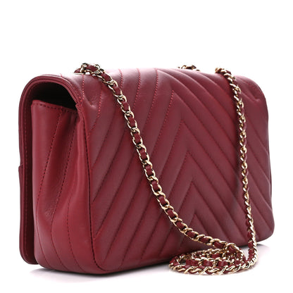 Chanel Calfskin Chevron Quilted Small Statement Flap Burgundy 3 of 12