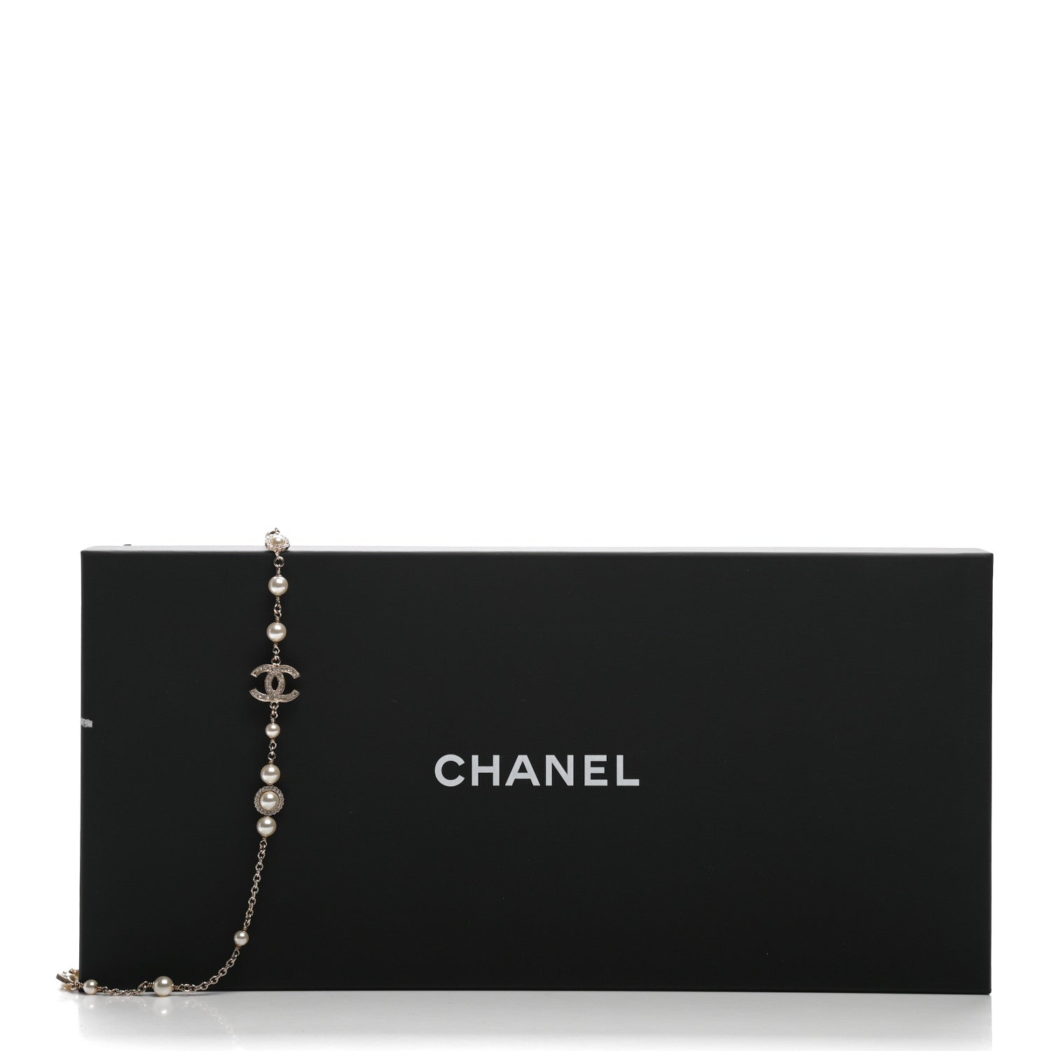 Chanel Crystal Pearl CC Long Necklace Gold 5 of 5