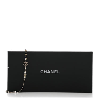 Chanel Crystal Pearl CC Long Necklace Gold 5 of 5