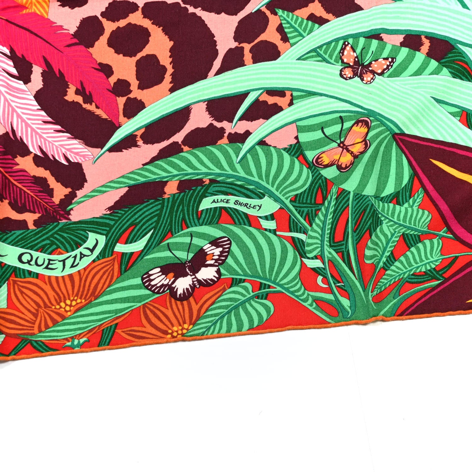Hermes Cashmere Silk Jaguar Quetzal Shawl 140 Fuchsia Vert Jaune D'Or 3 of 5