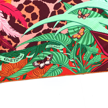 Hermes Cashmere Silk Jaguar Quetzal Shawl 140 Fuchsia Vert Jaune D'Or 3 of 5