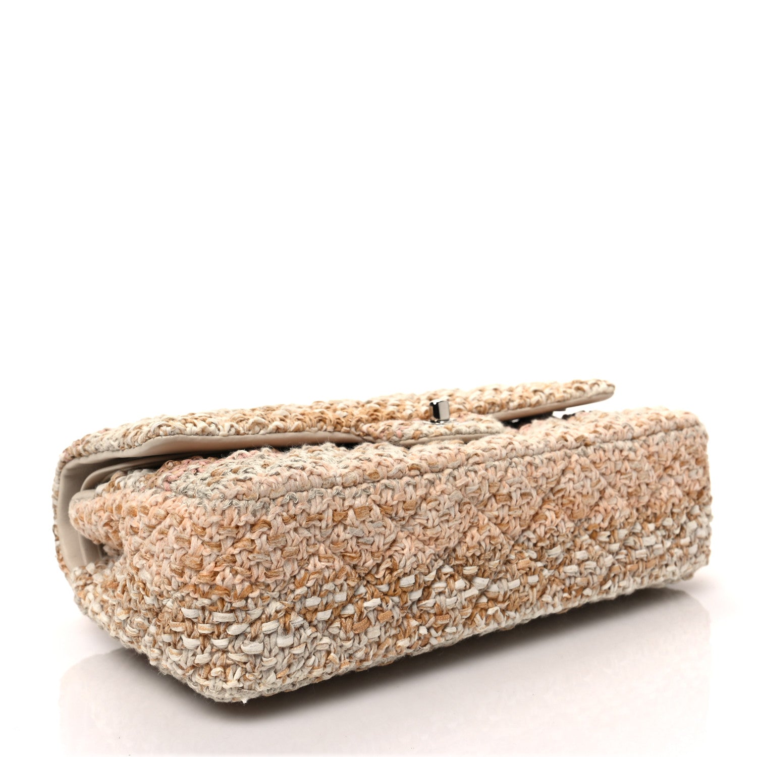 Chanel Tweed Quilted Medium Double Flap Beige Ecru Pink 4 of 7