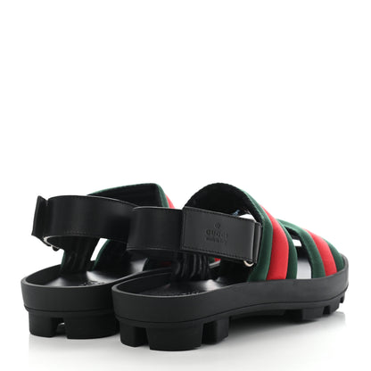Gucci Nylon Cirano Lux Web Mens Cleat Sole Slingback Sandals 6 Green Red Black 4 of 9