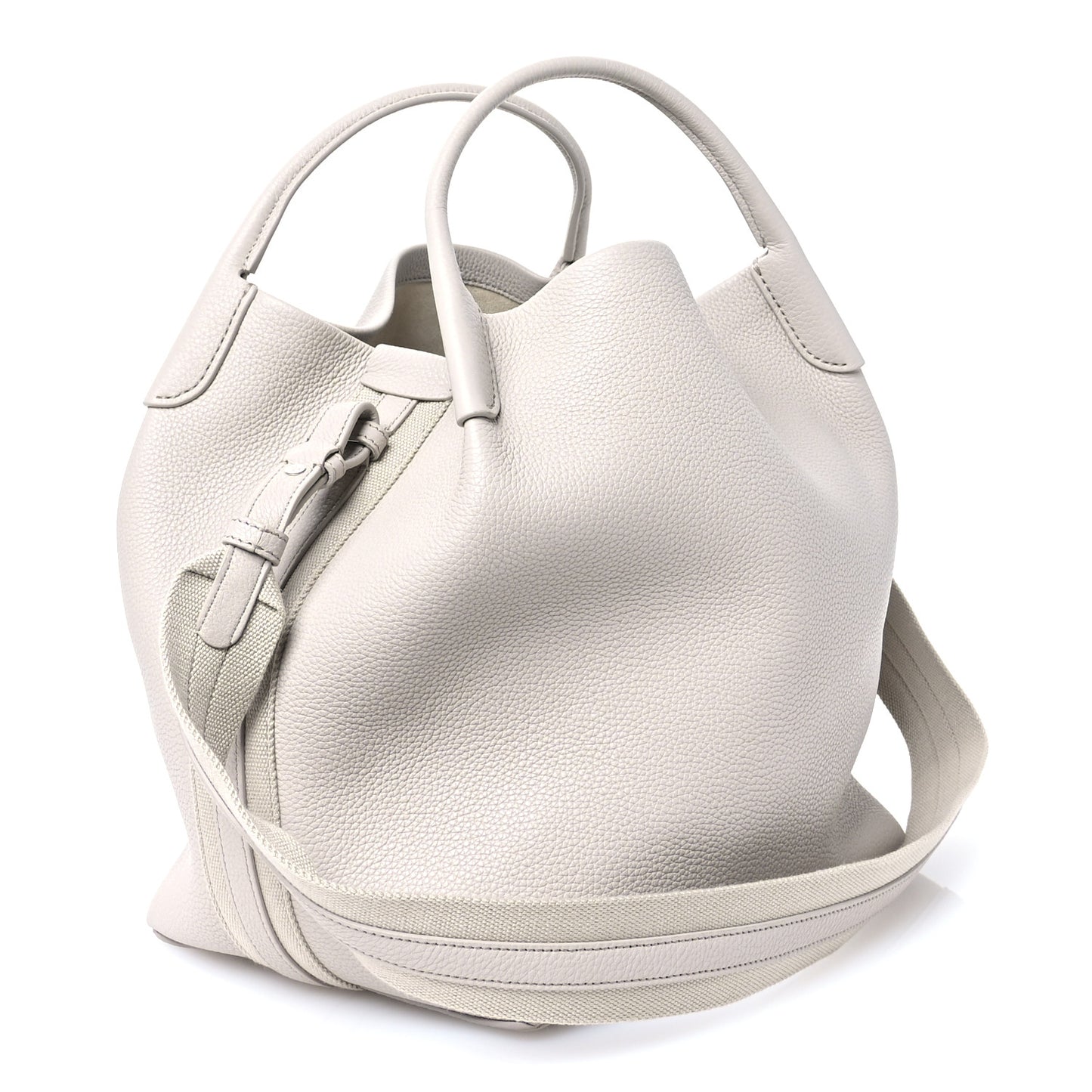 Grained Calfskin Large Bale Bag Stone