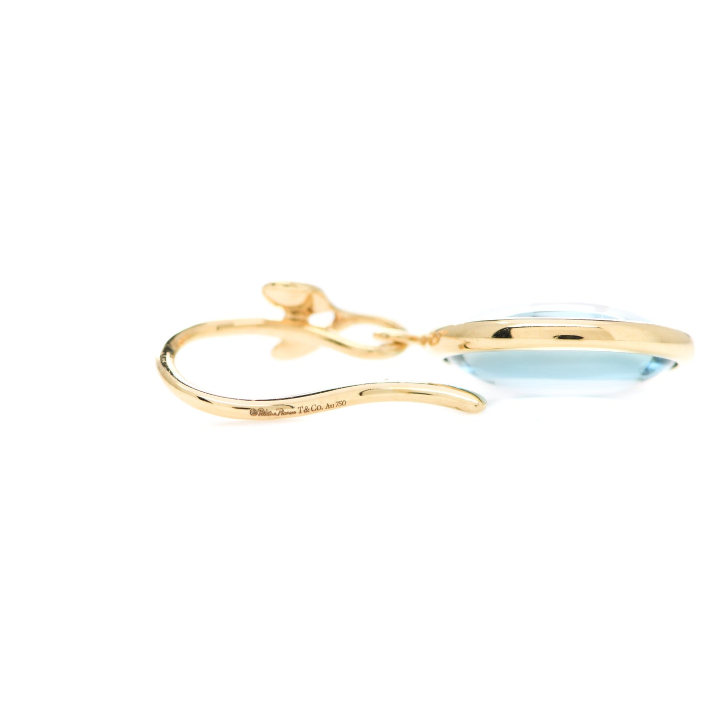 18K Yellow Gold Blue Topaz Paloma Picasso Olive Leaf Drop Earrings