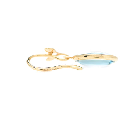 Tiffany 18K Yellow Gold Blue Topaz Paloma Picasso Olive Leaf Drop Earrings 4 of 5