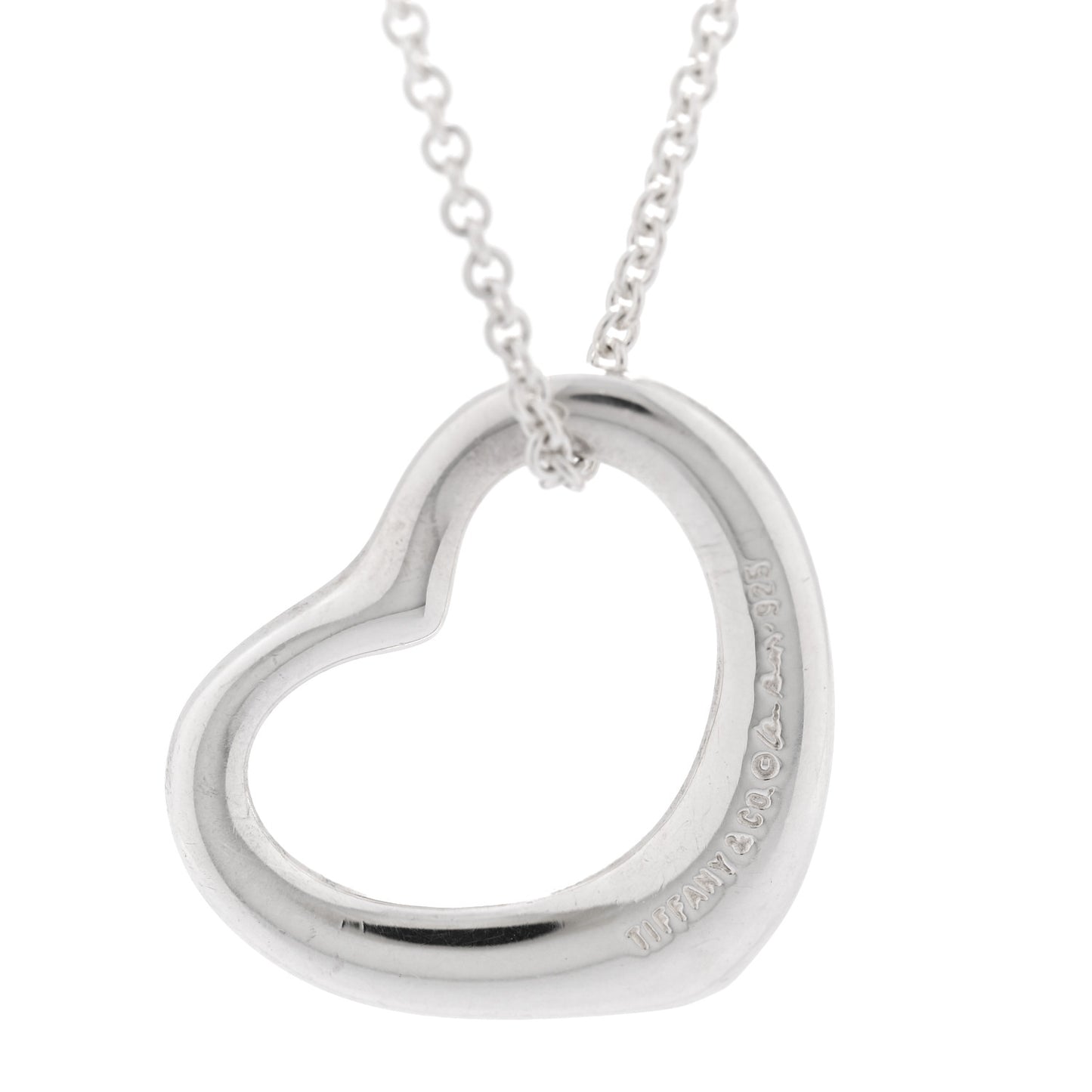 Sterling Silver 22mm Elsa Peretti Open Heart Pendant Necklace