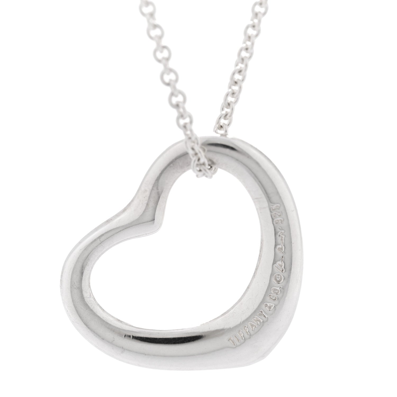 Tiffany Sterling Silver 22mm Elsa Peretti Open Heart Pendant Necklace 5 of 5