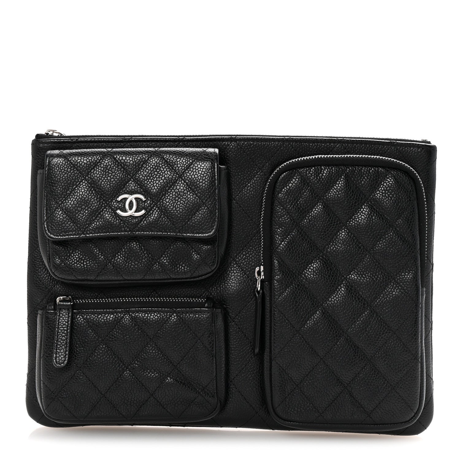 Chanel Caviar Quilted Zipped Multi Pouch Black 1 of 8