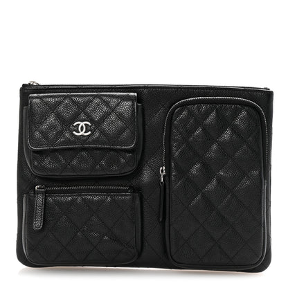 Chanel Caviar Quilted Zipped Multi Pouch Black 1 of 8