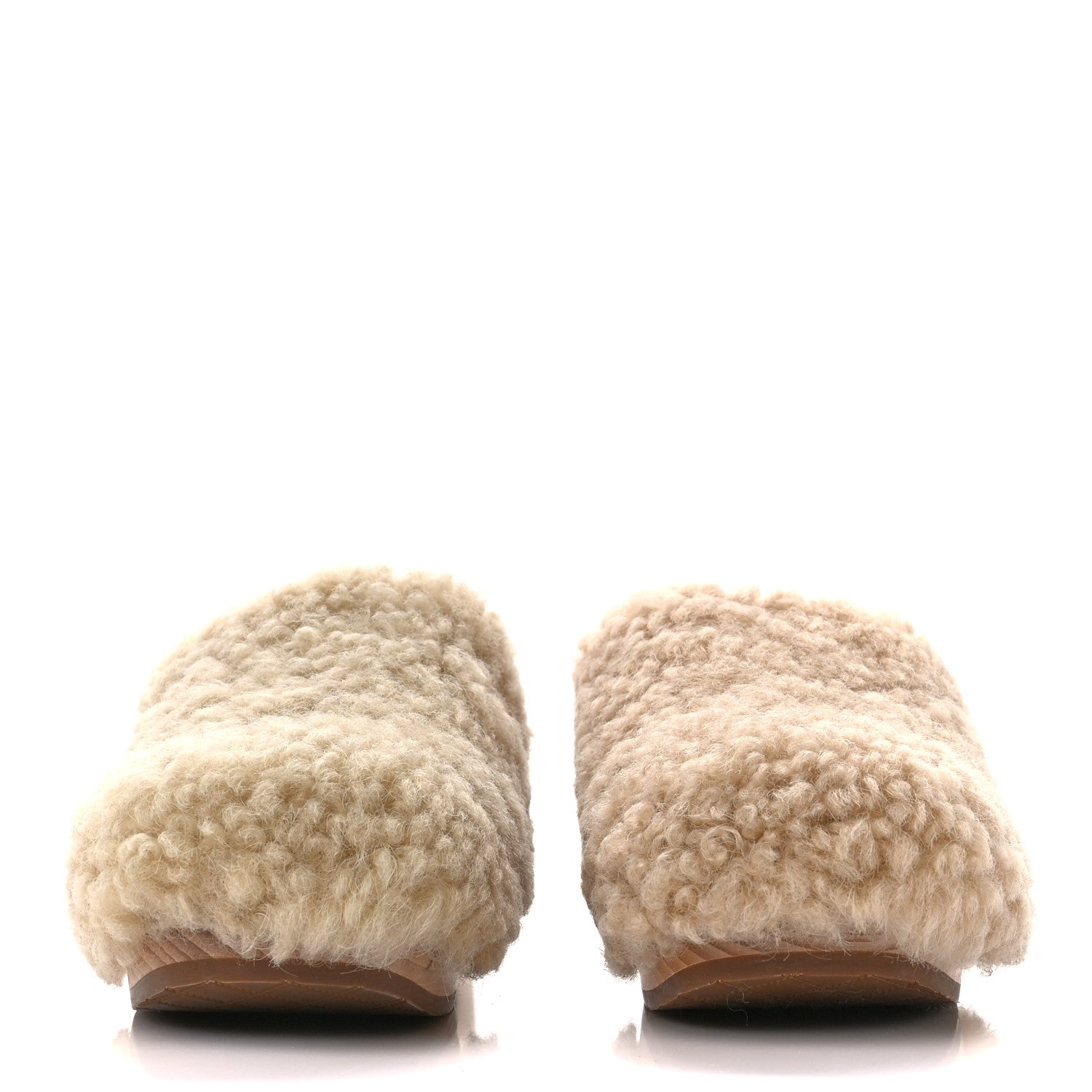 Chanel Shearling Lambskin Clogs 38 Beige 2 of 10