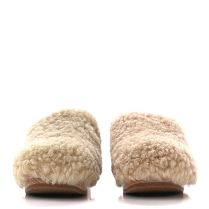 Chanel Shearling Lambskin Clogs 38 Beige 2 of 10