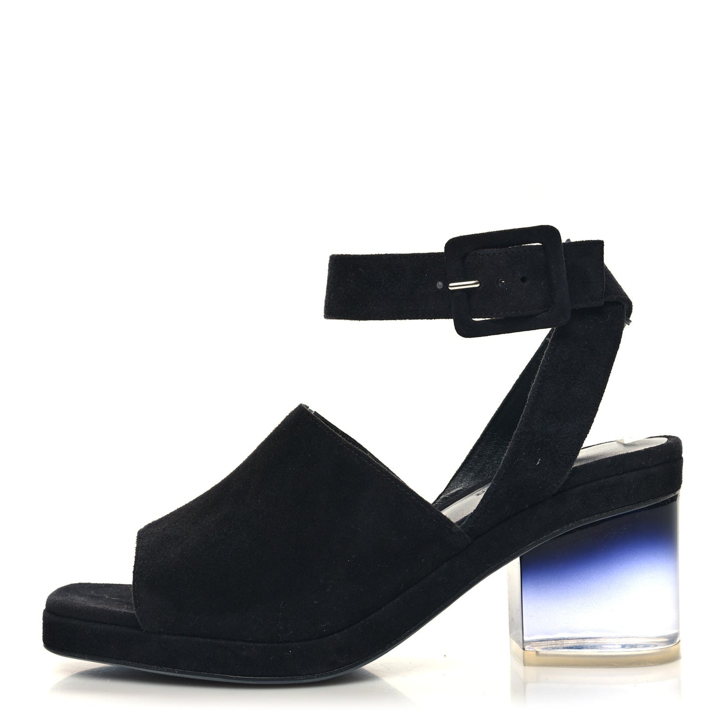 Suede Goatskin Polycarbonate Womens Flirt 60 Sandals 37 Black Ombre