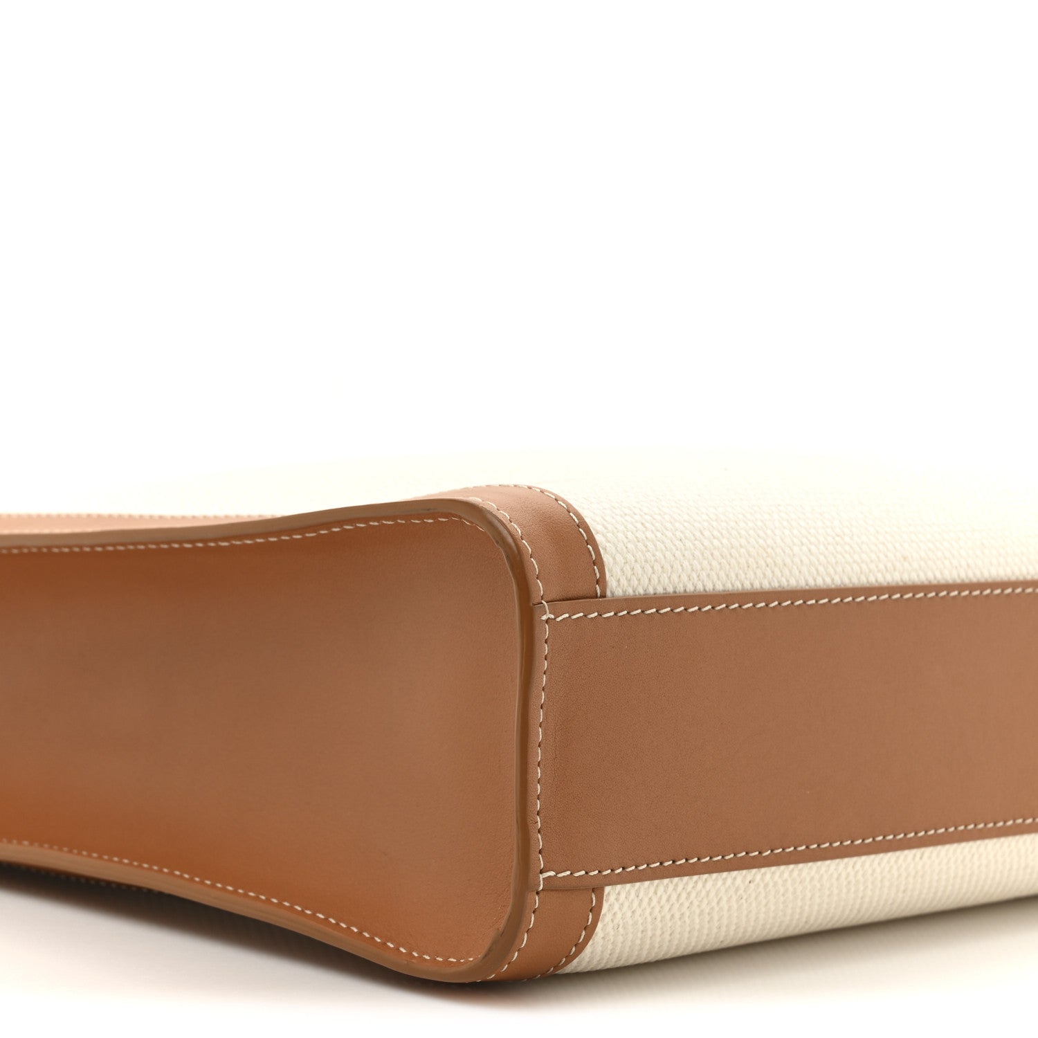 Celine Canvas Calfskin Logo Print Small Vertical Cabas Natural Tan 10 of 13