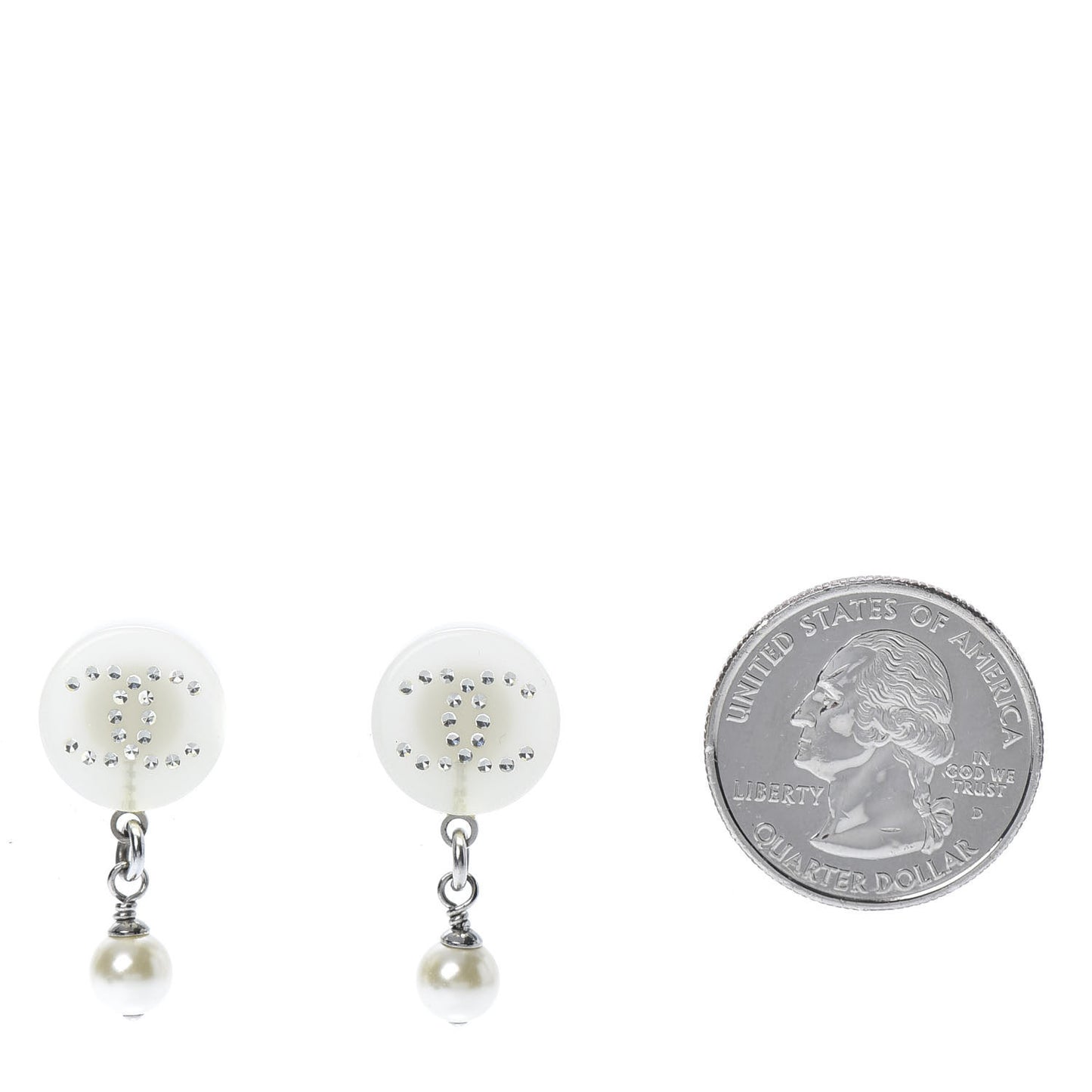Resin Crystal CC Drop Earrings Silver