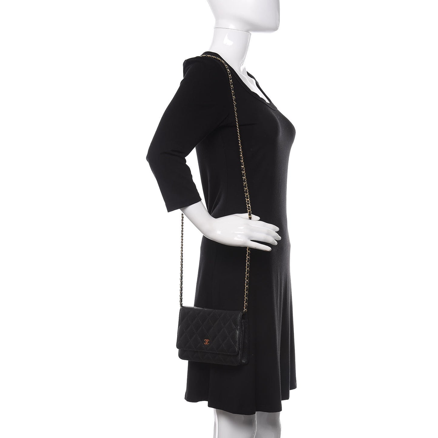 Caviar Quilted Wallet On Chain WOC Black
