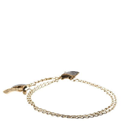 John Hardy 18K Yellow Gold Diamond Classic Chain Wave Hammered Pull Through Bracelet 2 of 4