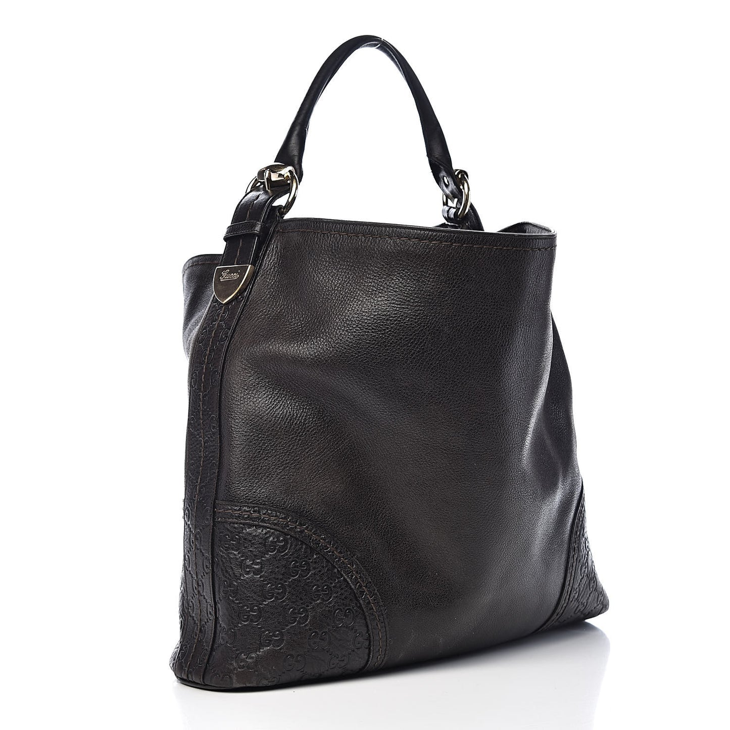 Calfskin Guccissima Trim Large Signoria Hobo Dark Brown