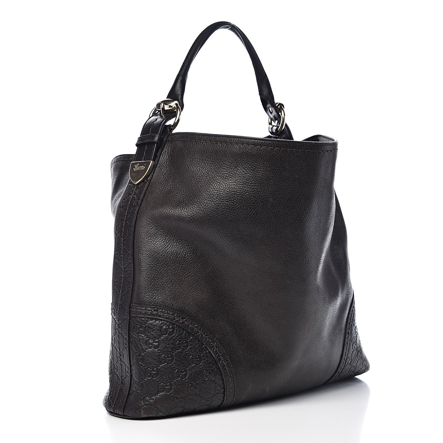 Gucci Calfskin Guccissima Trim Large Signoria Hobo Dark Brown 3 of 12