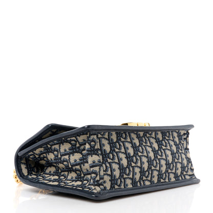 Christian Dior Oblique 30 Montaigne Chain Flap Bag Blue 4 of 13