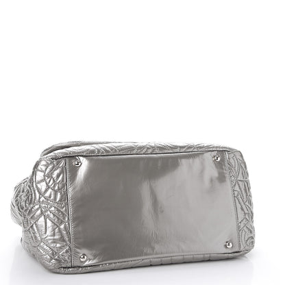 Chanel Vinyl Graphic Edge Accordion Flap Bag Silver 4 of 8