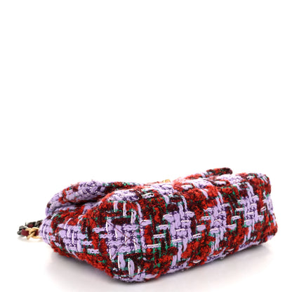 Chanel Tweed Quilted Medium Chanel 19 Flap Red Purple Green 4 of 10