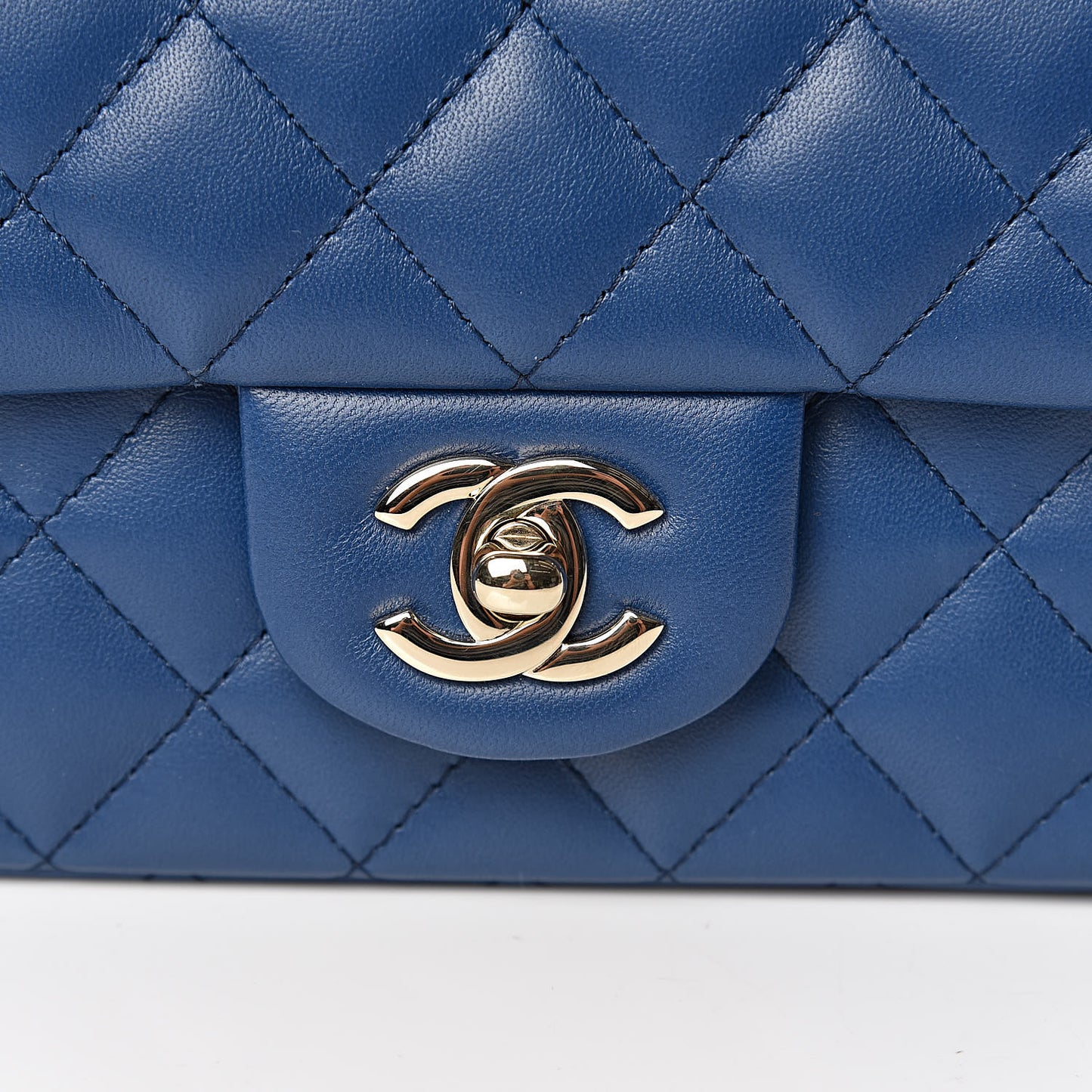 Lambskin Quilted Mini Rectangular Flap Blue