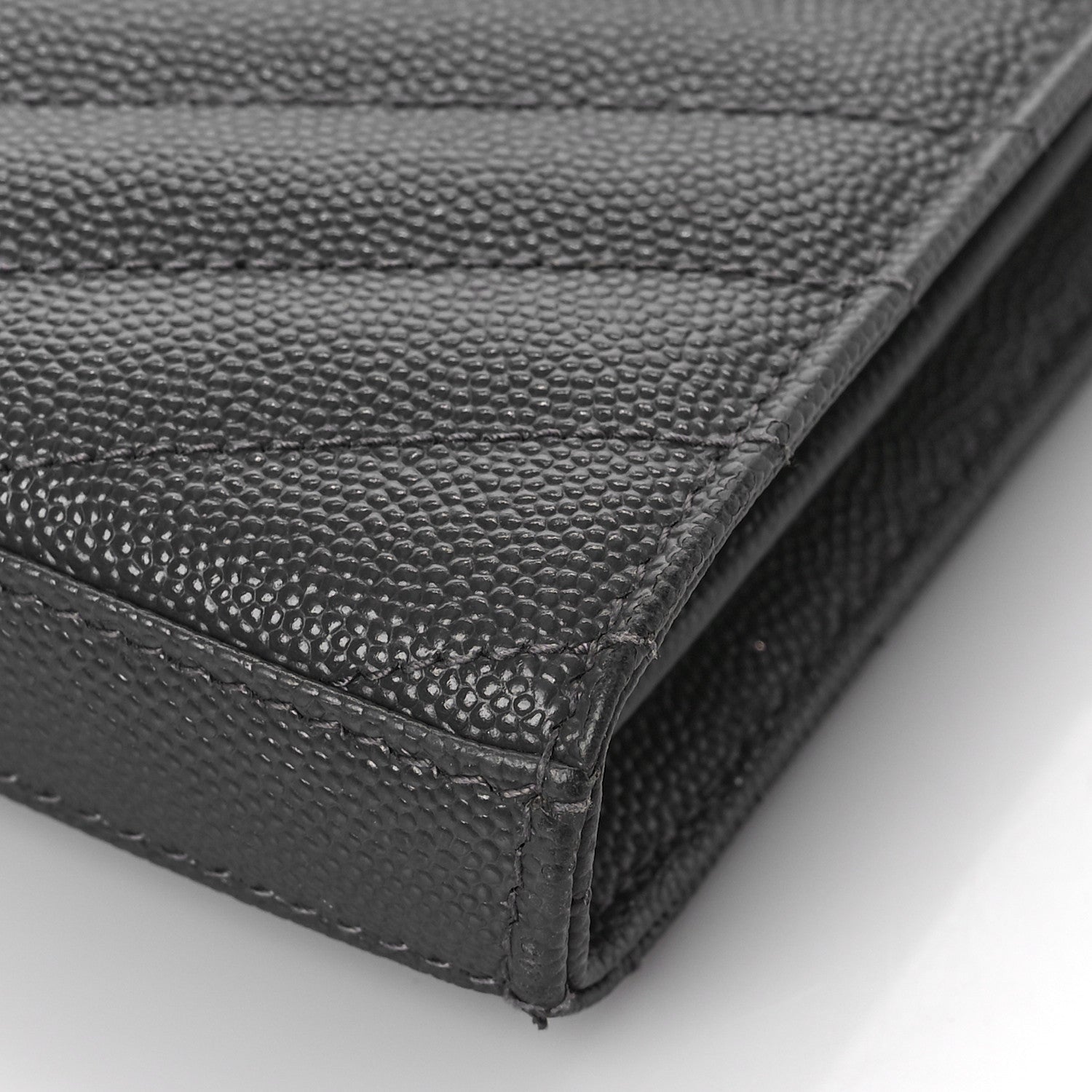 Saint Laurent Grain De Poudre Matelasse Chevron Monogram Chain Wallet Earth 8 of 9