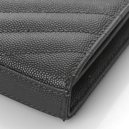 Saint Laurent Grain De Poudre Matelasse Chevron Monogram Chain Wallet Earth 8 of 9