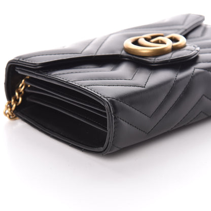 Gucci Calfskin Matelasse GG Marmont Chain Wallet Black 8 of 9