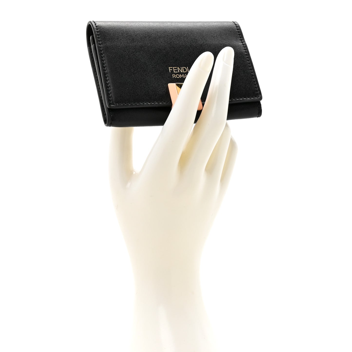 Vitello Liberty Studded Fold Over Card Holder Black