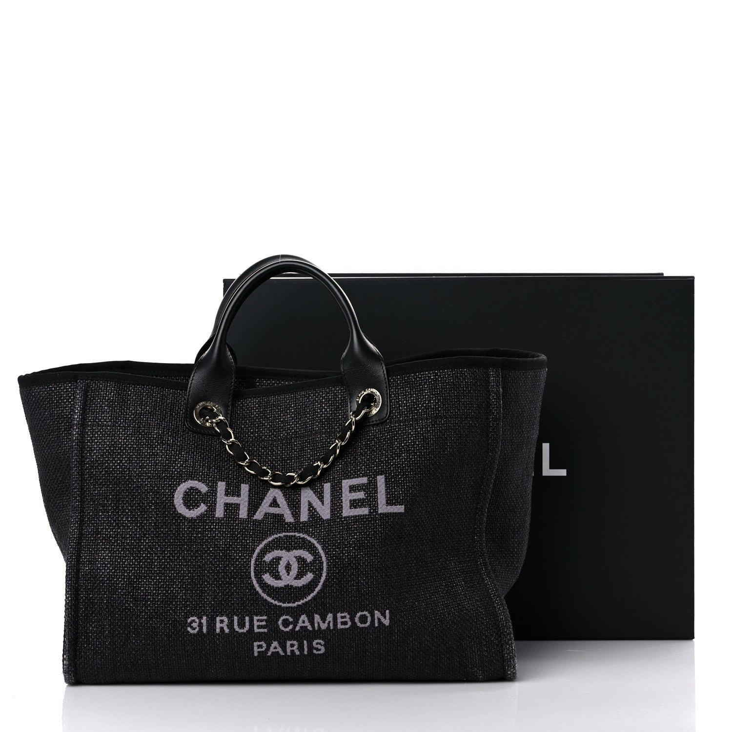 Chanel Woven Straw Raffia Large Deauville Tote Black 13 of 13
