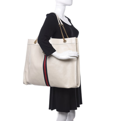 Gucci Calfskin Maxi Rajah Chain Tote White 2 of 14