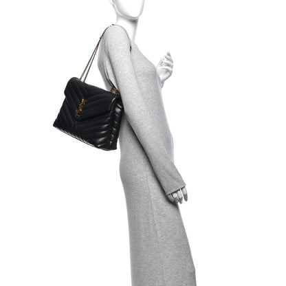 Saint Laurent Calfskin Y Quilted Monogram Medium Loulou Chain Satchel Black 2 of 10