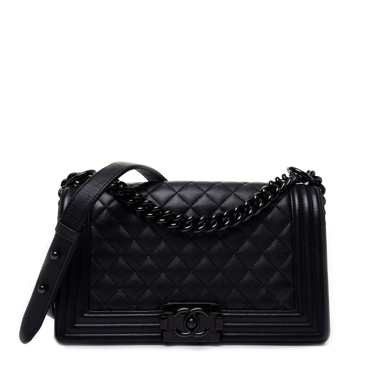 Caviar Quilted Medium Boy Flap So Black