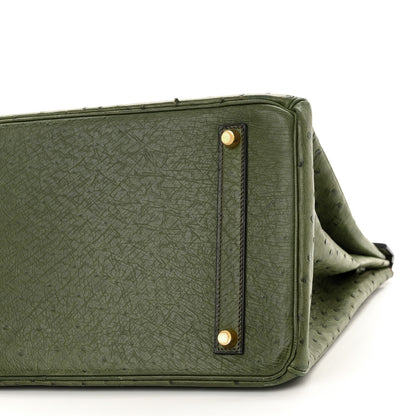 Hermes Ostrich Birkin 35 Vert Olive 10 of 23