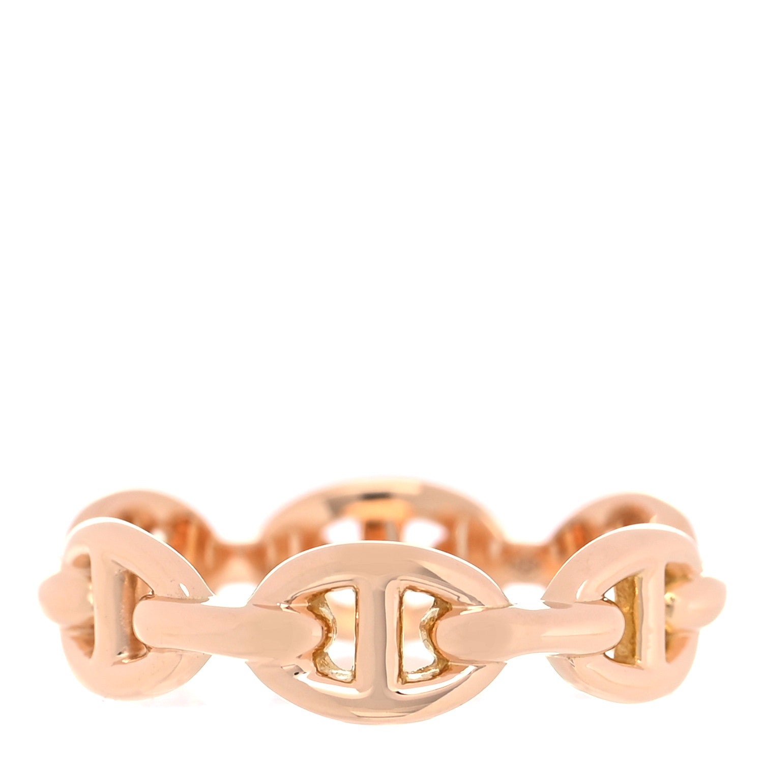 Hermes 18K Rose Gold PM Chaine D'Ancre Enchainee Ring 55 7.25 1 of 6