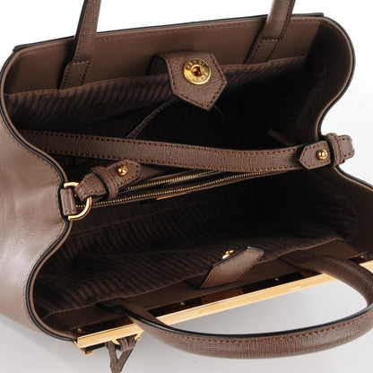 Fendi Vitello Elite Flamingo Petite 2Jours Tote Seppia 9 of 9