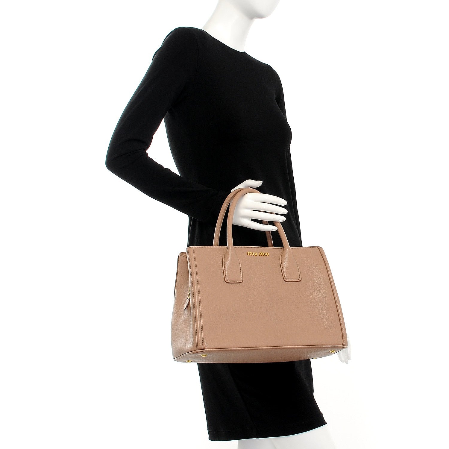 Miu Miu Goatskin Madras Top Handle Tote Cammeo 3 of 14