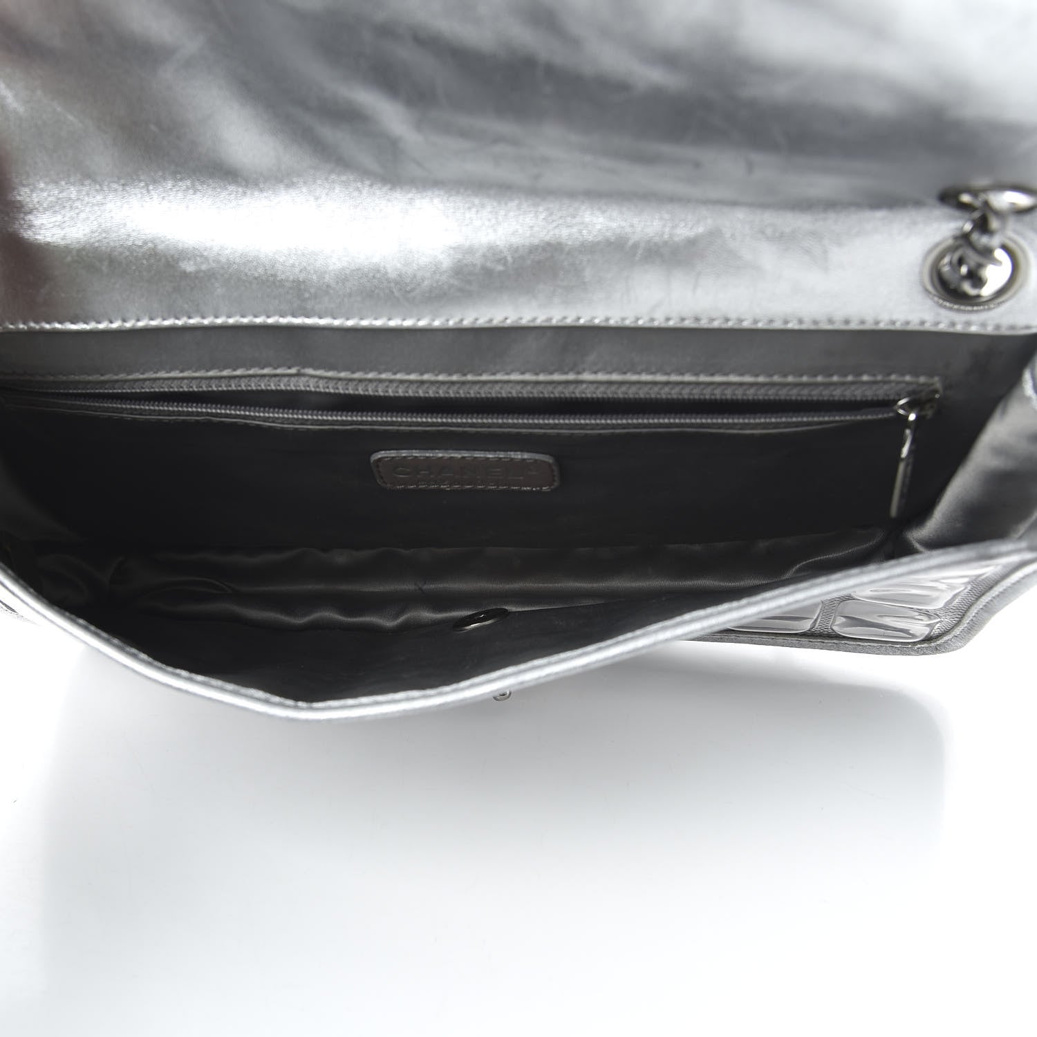 Chanel Vinyl Large Ice Cube Flap Silver 5 of 11