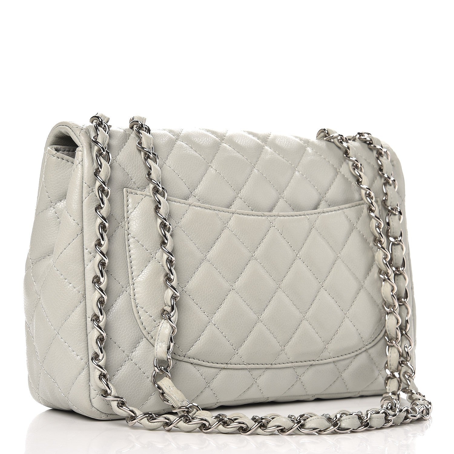 Chanel Washed Caviar Jumbo Single Flap Grey 4 of 9